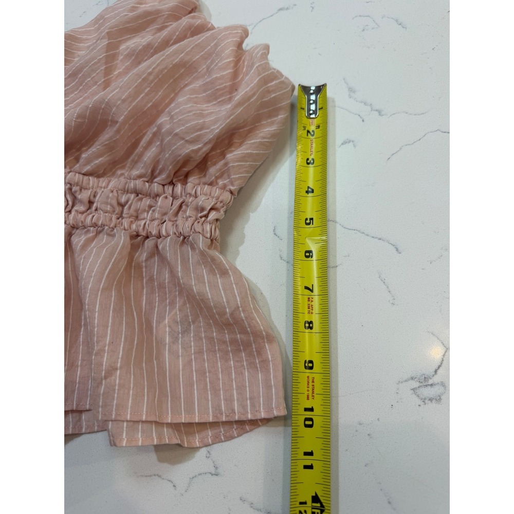 Maeve Anthropologie Pink Pinstripe Smocked Peplum Crop Top 3X Plus Size Lined - Picture 7 of 7